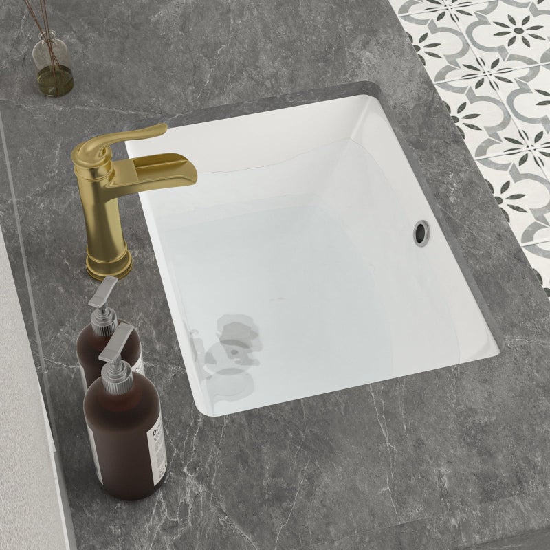 Mocoloo Undermount Bathroom Sink 20 x 15 Rectangle Porcelain White Ceramic Bathroom Sink 7 1/2 Inch Deep with Overflow Drain Lavatory Vanity Sink Under Mounted the Counter - Image 3